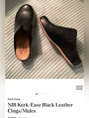 Kork-Ease Black Leather Clogs/Mules
Excellent condition